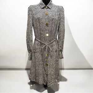 Diane Von Furstenberg Vintage Black & Taupe Animal Print Silk Tunic Dress size 0